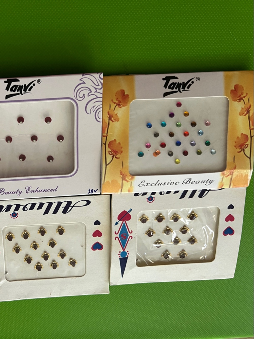 Multiples Multicolor Face/Bindi Gems and Gold-tone Stud Sets